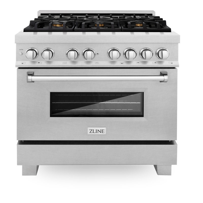 ZLINE 36" Legacy Dual Fuel Range, Brass Burners Satin Stainless Steel