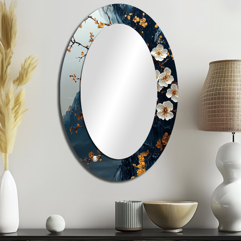 Miroir mural ovale bleu et bleu, 36 po x 24 po