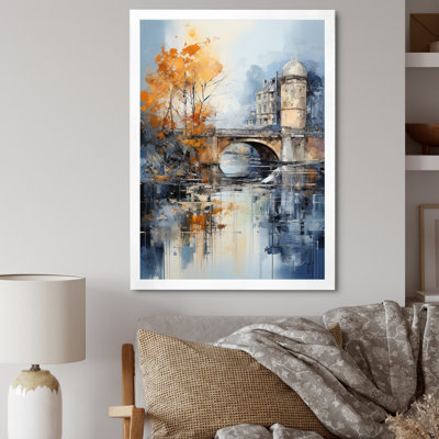 Pont orange, abstrait Riverine An II - Cityscapes Wall Art Living Room