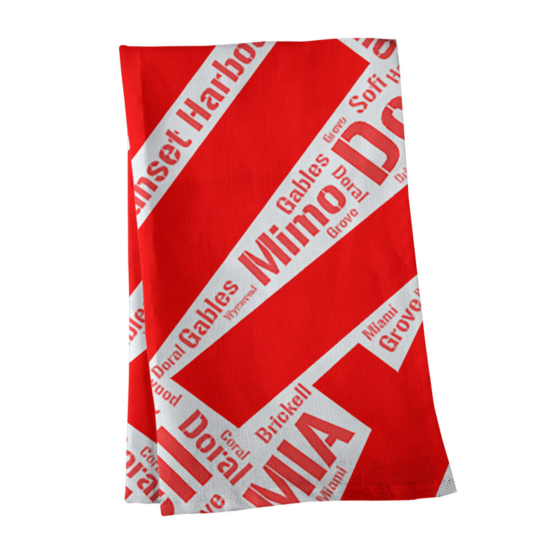 Cotton Tea Towel Kitchen Towel, Red, Miami