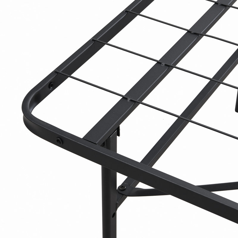 King Metal Platform Folding Bed Frame 14 Inch High Box Spring Replacement Heavy Duty Steel Slat Easy Assembly Under-Bed Storage