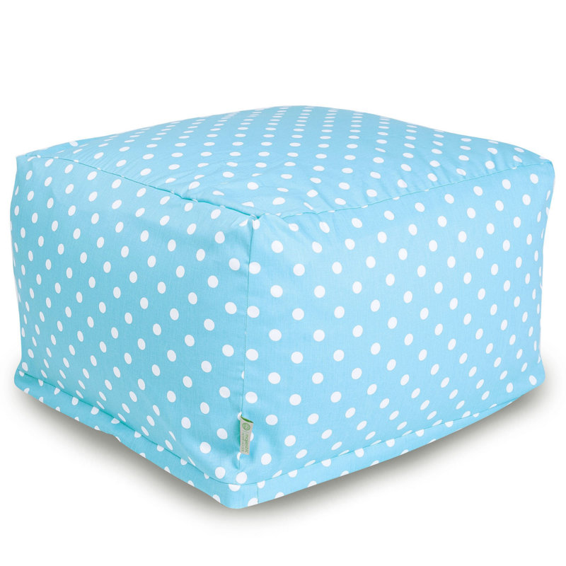 Pouf carré à pois 27 po de largeur, Aigue-marine