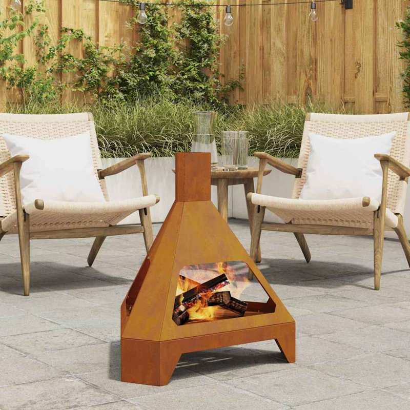Camping Fire Pit, Brown, 52cm H x 43cm W x 50cm D