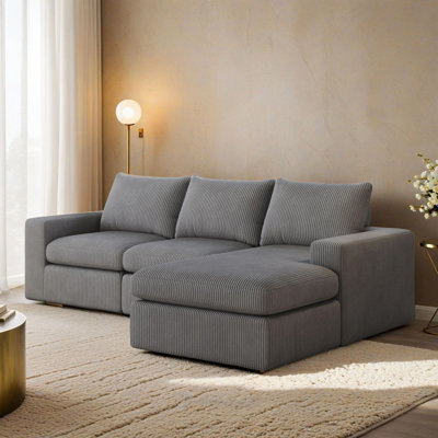 Canapé modulaire en L Boneless en forme de L avec méridienne et trois coussins Boneless