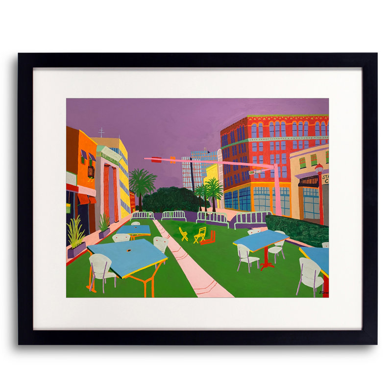 Downtown Clearwater Print by Sue Graef, Black Framed Paper, 17.25" H x 21.25" W