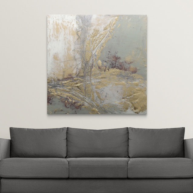 « gilded circuit ii » jennifer grolier, reproduction d’art, H 35 po x l 35 po x P 1,5 po, Toile