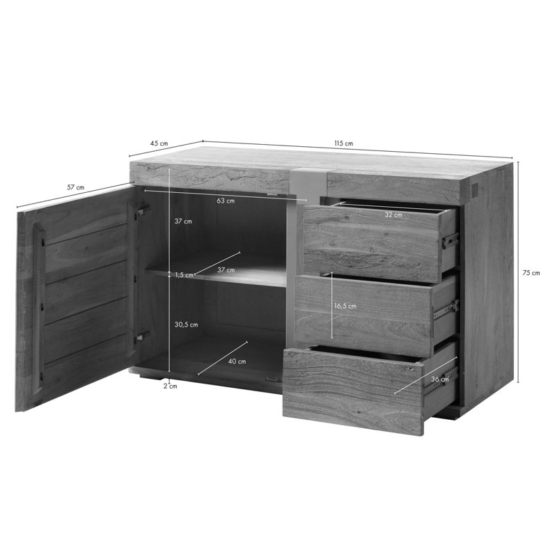Amsterdam 115cm Solid Wood Sideboard