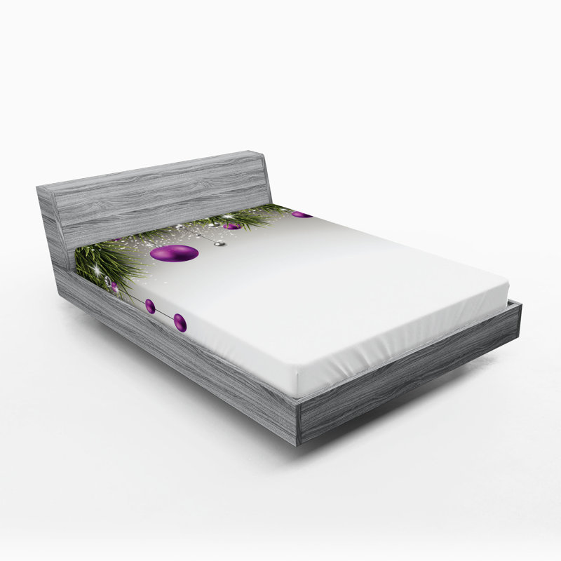 Ensemble de 2 drap-housse Ambesonne Christmas - mauve / gris / vert, Drap-housse de taille double