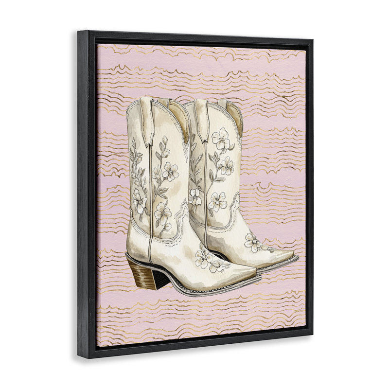 Art mural sur toile Cowgirl, Cadre flottant noir de jais, H 21 po x l 17 po