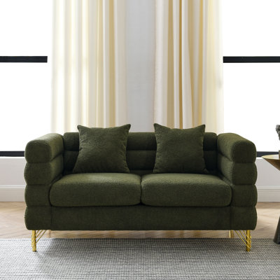 60inch Living Room - Fabric, 2 Lumbar Pillows, Streamline Modern Appearance Seater Sectional Supportive And Deep With Appeal, Legs