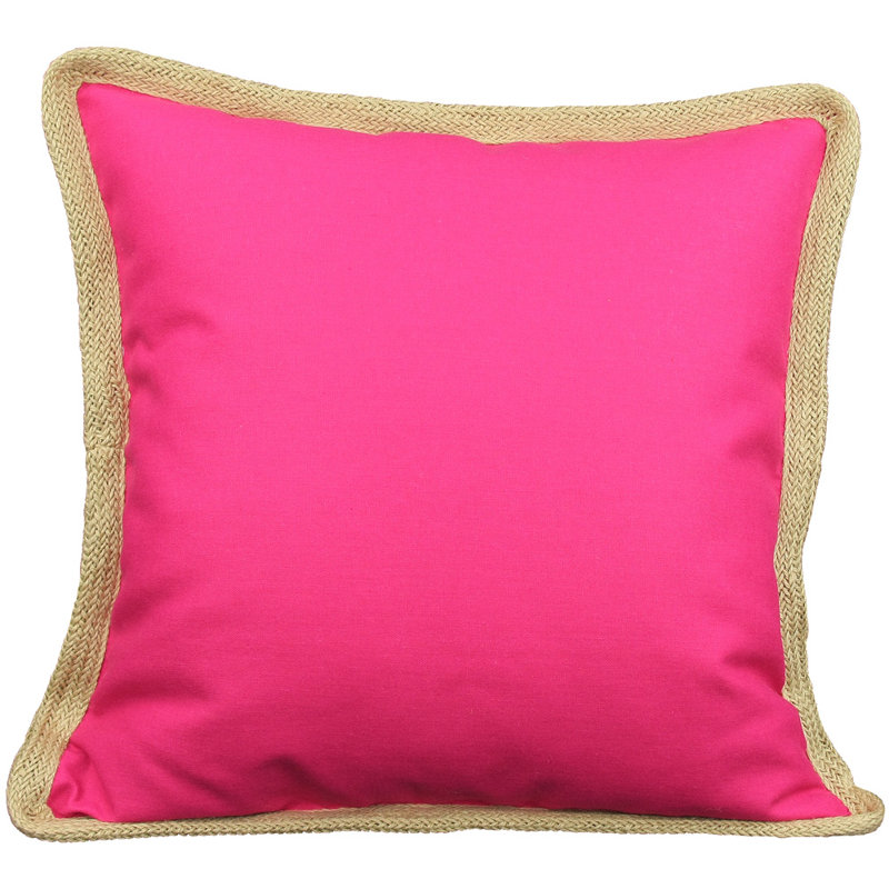 Classic Jute Feather Reversible Throw Pillow, Fuchsia, Feathers