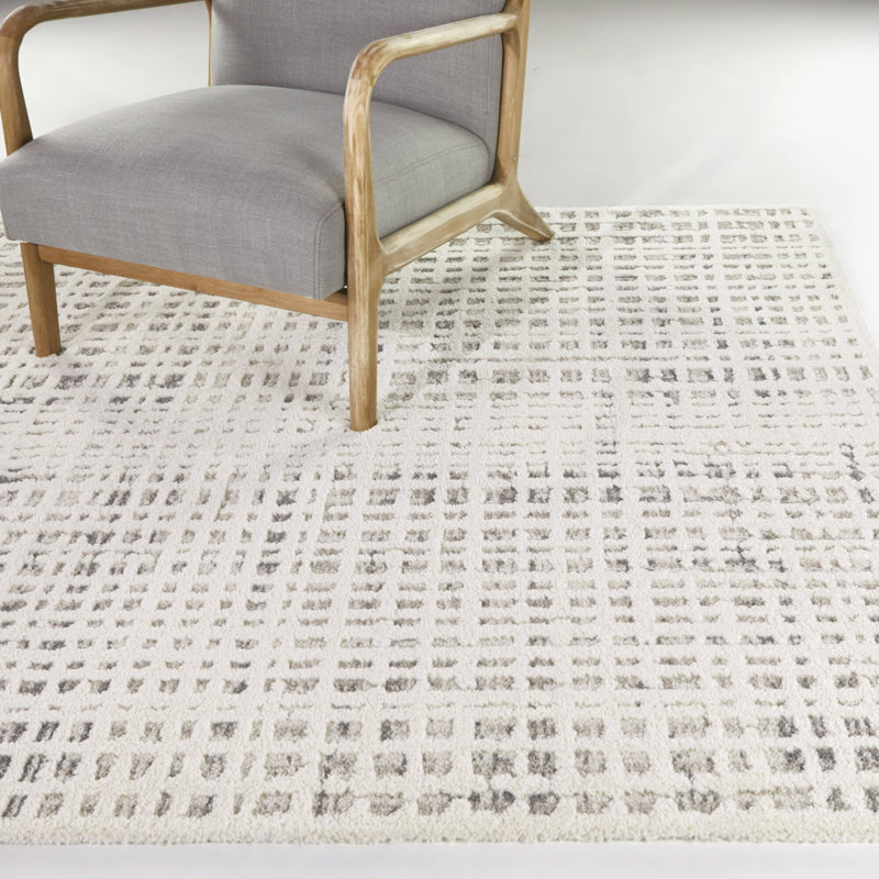 Tapis crème moderne à motif abstrait Lowell, Rectangle 5 pi 3 po x 7 pi