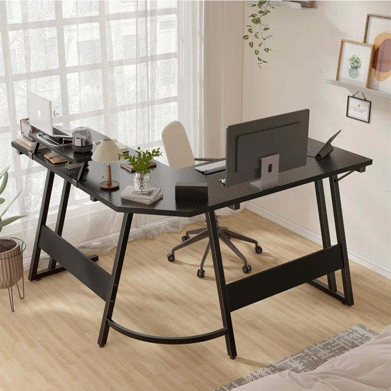 L-Shaped Metal Base Computer Desk