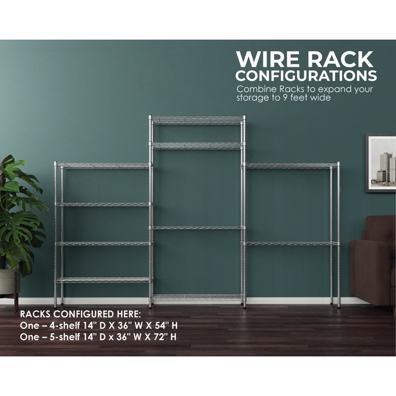 Everest 4-Tier Chrome Steel Utility Shelving Unit