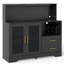  Armoire à vin moderne avec lumières à DEL, bar à café avec supports à vin et porte-verre, station de charge