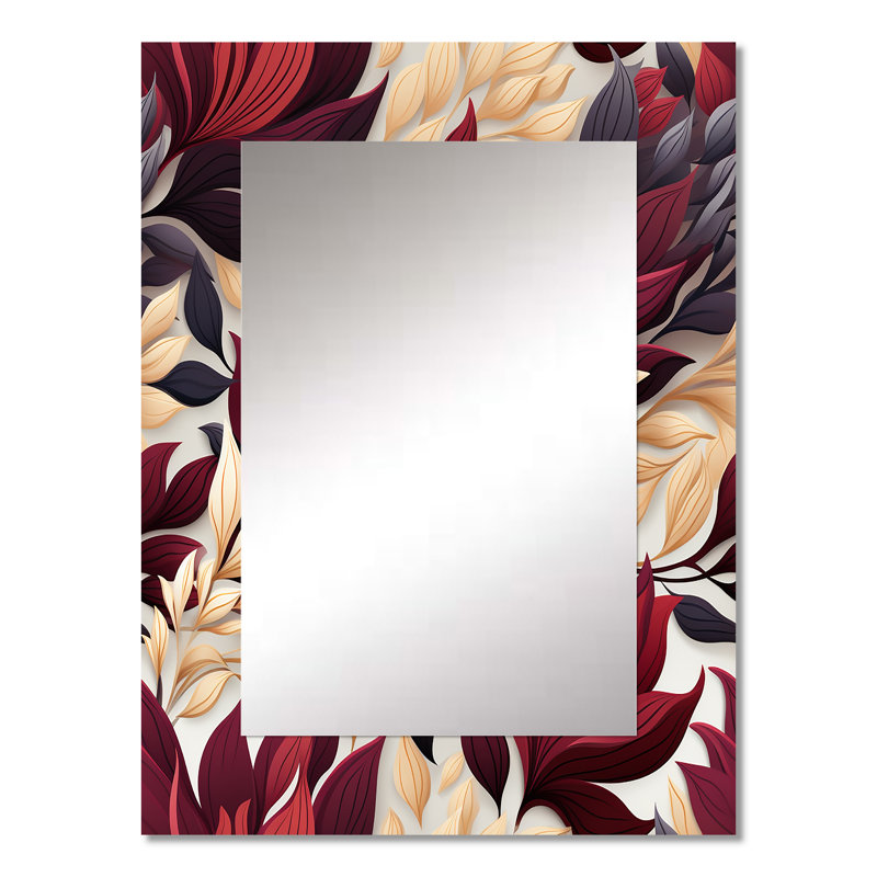 Tropical Flower Revival Multicolor Blooms Floral Painting - Floral Mirror Wall Decor, 32" x 24"