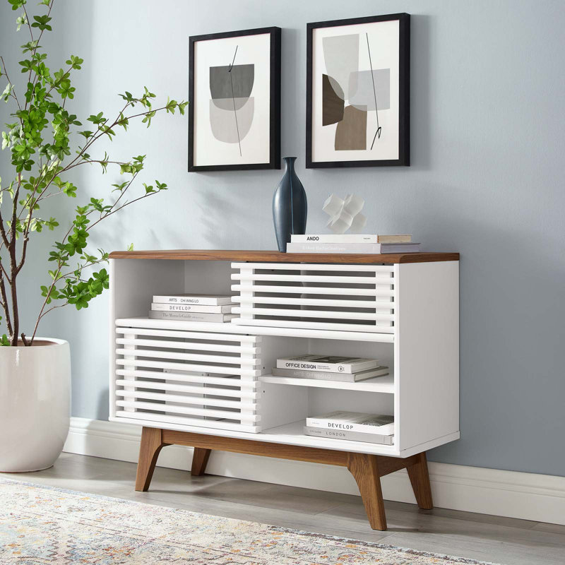 Render Two-Tier Display Stand, Walnut/White