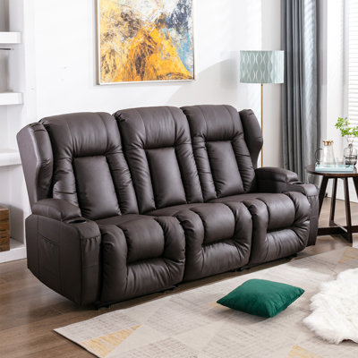 76.7'' Faux Leather Reclining Sofa