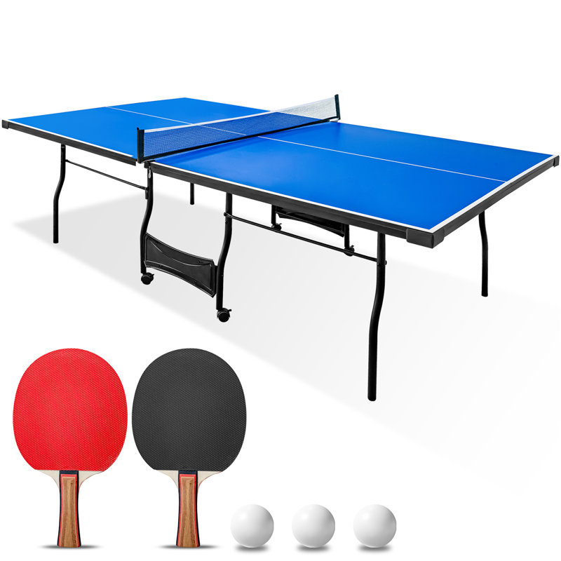 Table de ping-pong pliable 9 pi avec filet, raquettes et balles de tennis de table