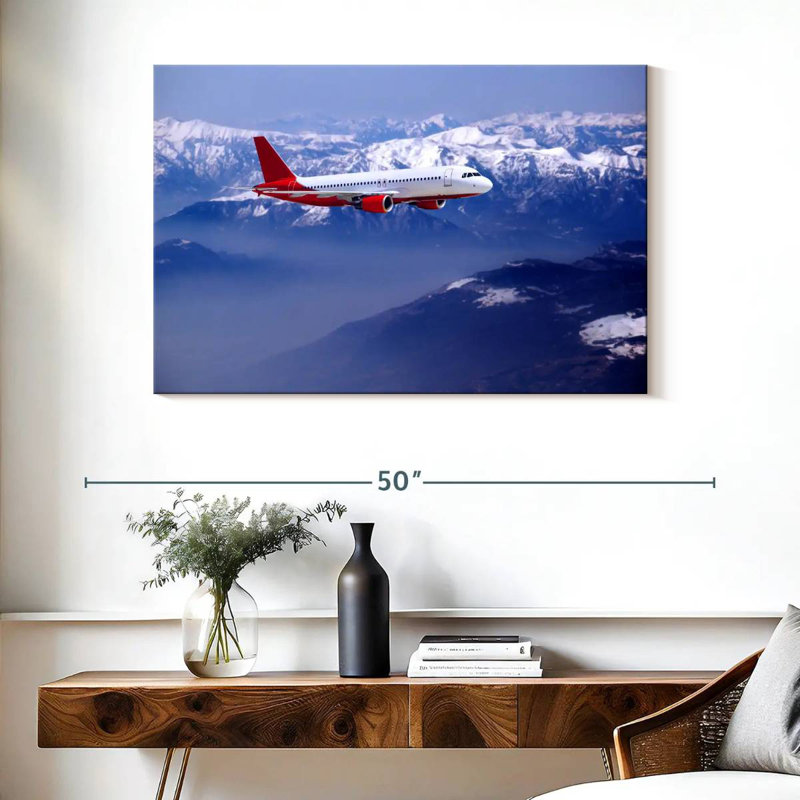 Mehar Airplane Over Snowy Mountain, 26" H x 39" W