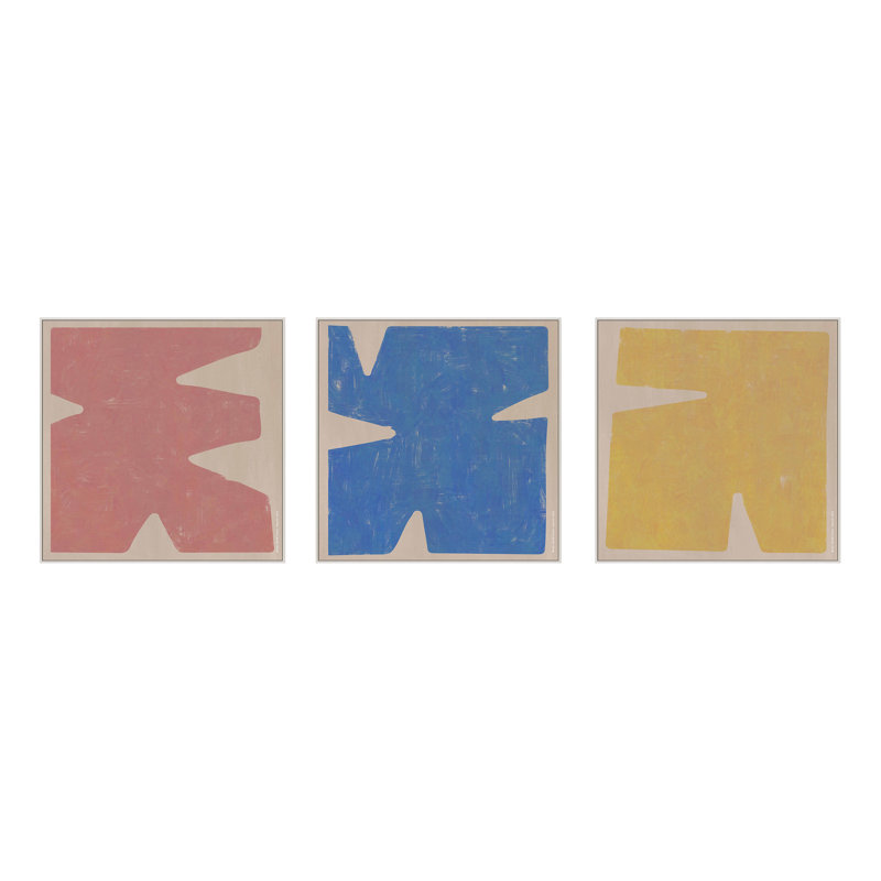 Sculpted Pastel Set by Romina Gadler, White Canvas Framed, 36" H x 36" W