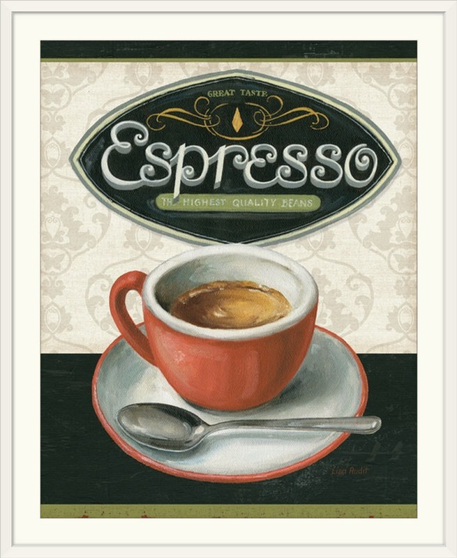 « iii » par lisa audit Coffee Moment, H 23 po x l 20 po x P 1 po, Cadre blanc