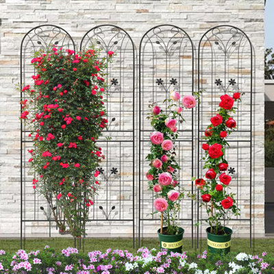  86.7'' H X 19.7'' W Metal Garden Trellis Vintage Arched Panels For Climbing Vines