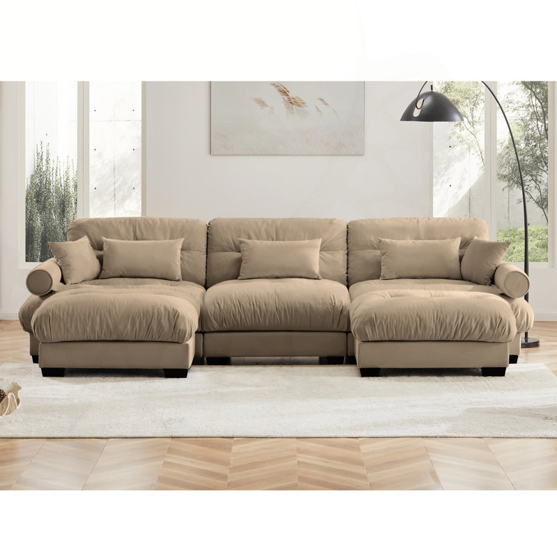 Versatile Modular Sofa with Movable Ottomans and Plush Pillows for Cozy Living