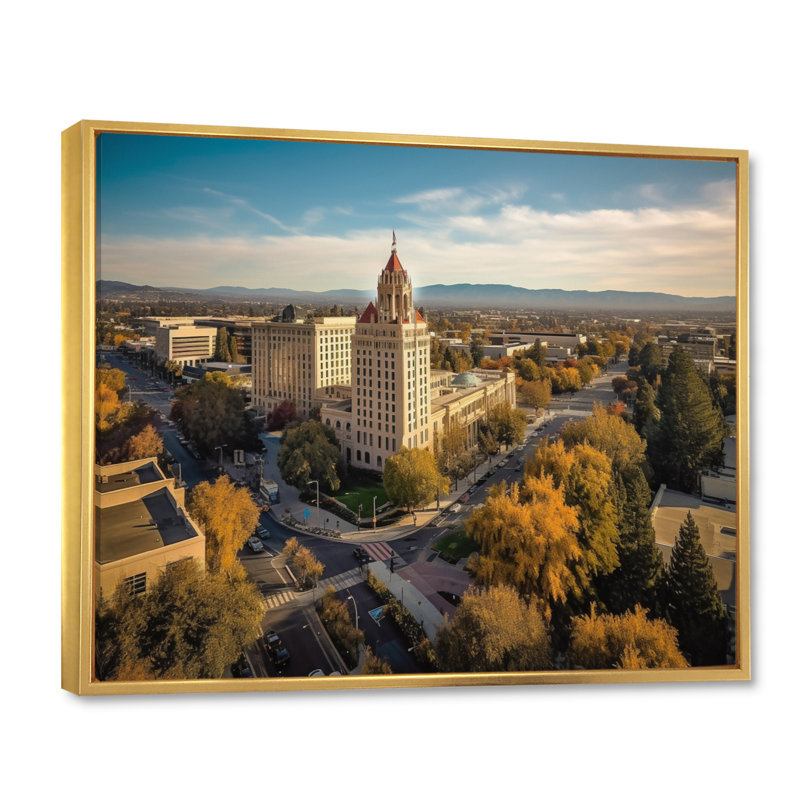 California Beauty Cityscape, impression sur toile, H 24 po x l 32 po x P 1 po, Cadre flottant doré