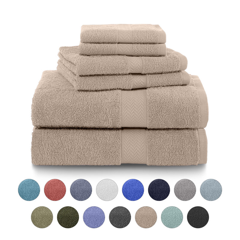 Martex 6 Piece Luxury Cotton Towel Set, 2 Bath Towels, 2 Hand Towels, 2 Washcloths 500 GSM 100% Ring Spun Cotton Highly Absorbent Soft Towels for Bathroom For Everyday Use, Hotel & Spa