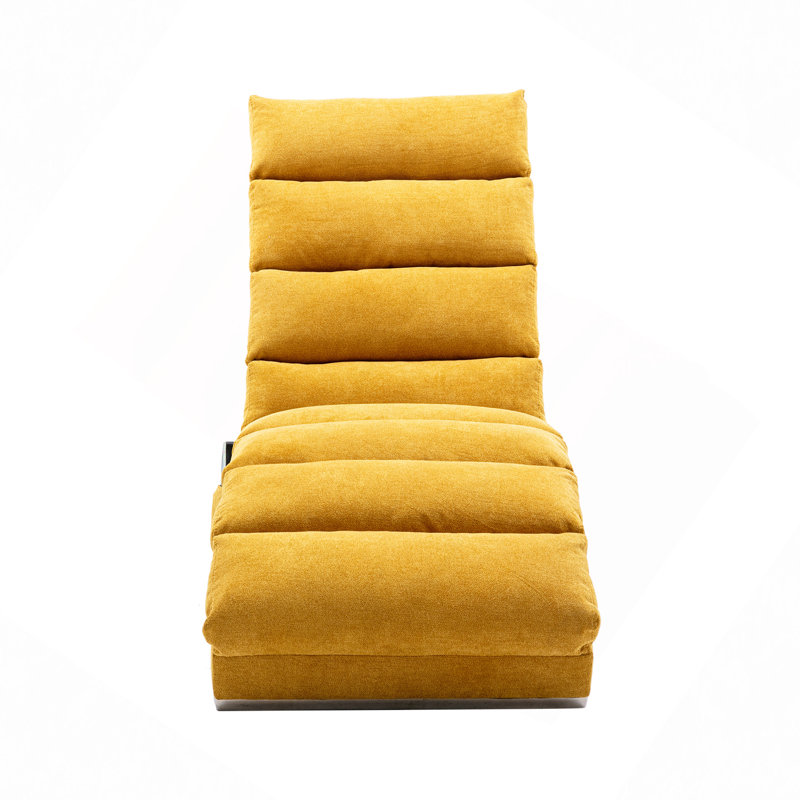 Upholstered Chaise Lounge Chair With Vibration For Relaxation, Modern Fixed Back Fabric Leisure Recliner Sofa For Living Room/Bedroom