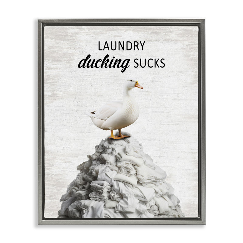 Duck & Laundry Pile Floating Frame, design by Lettered and Lined, Luster Gray Floater Frame, 31" H x 25" W
