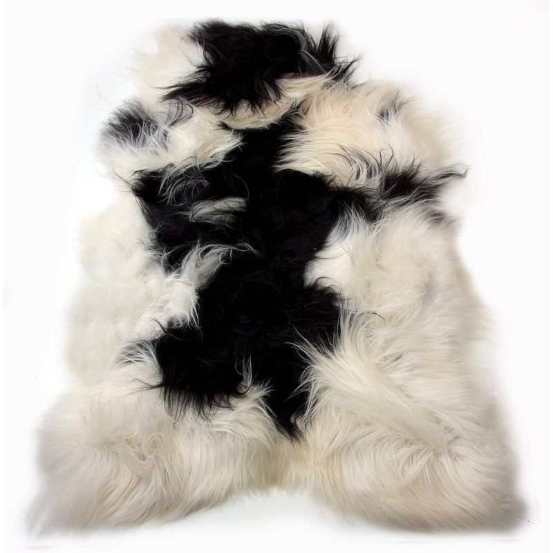 Tapis en laine de mouton à fibre naturelle par fibres longues par Fiberus par Auskin 2 pi x 3,5 pi, Taches naturelles
