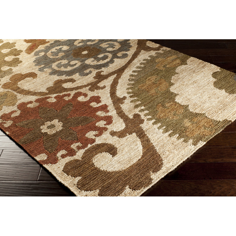 Tapis brun / rouge / gris en jute tissé à la main Proctorville, Rectangle 5 pi x 8 pi