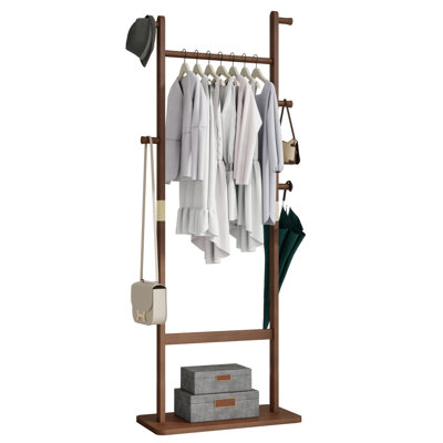 Portemanteaux en bois massif 23,6 * 11 * 64,1 po Protection de l'environnement solide Facile à assembler Peut être placé dans la chambre / entrée / salon (noyer)