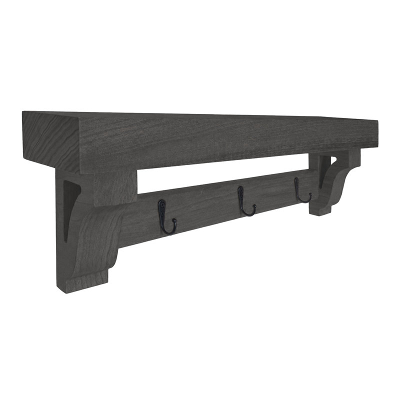 Rayne Small Wall Mounted Coat Rack with Shelf 7 Hook, 48/4/4, Carbon Gray