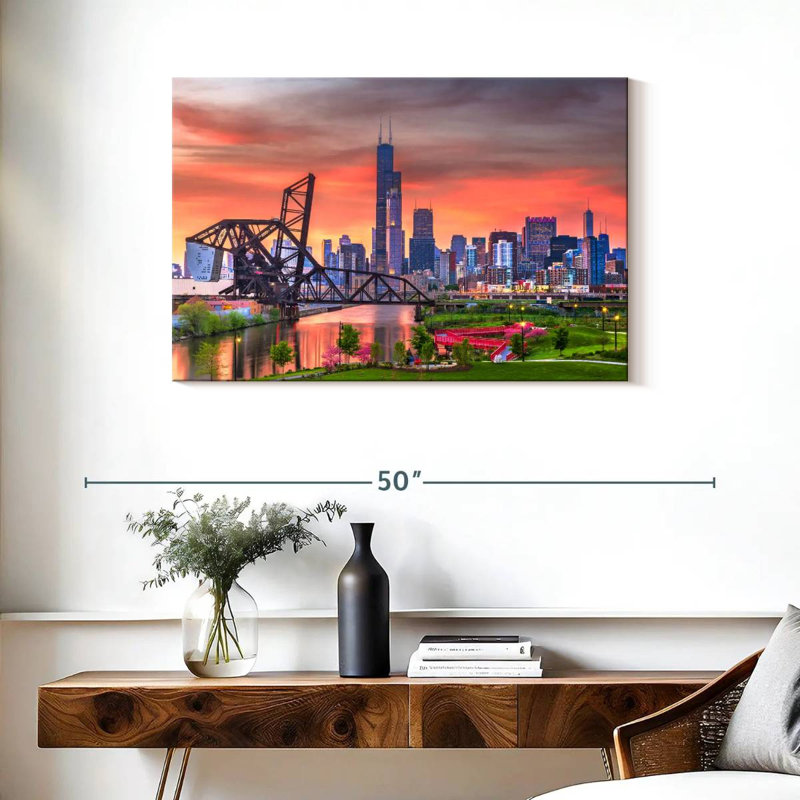 Horizon du centre-ville de Chicago, H 24 po x l 36 po
