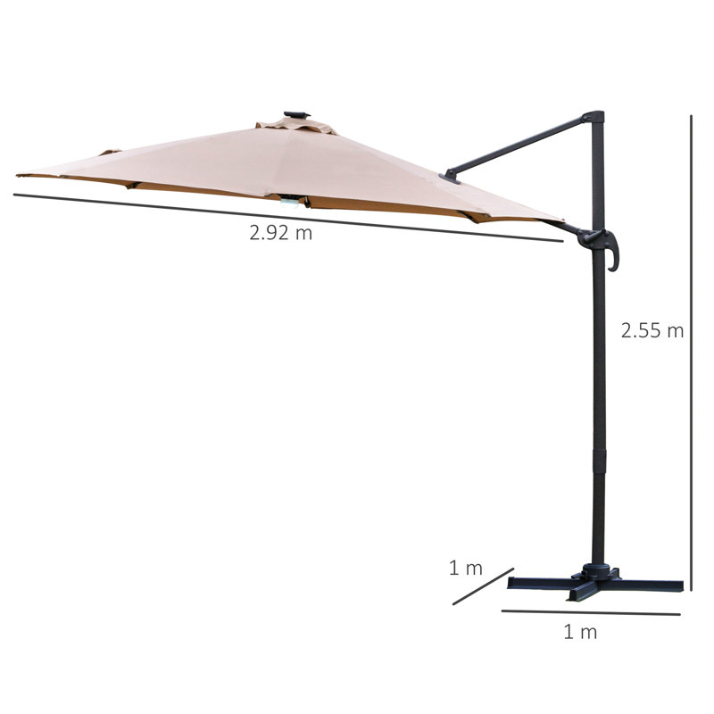 Breelan 292cm Lighted Cantilever Parasol, Brown