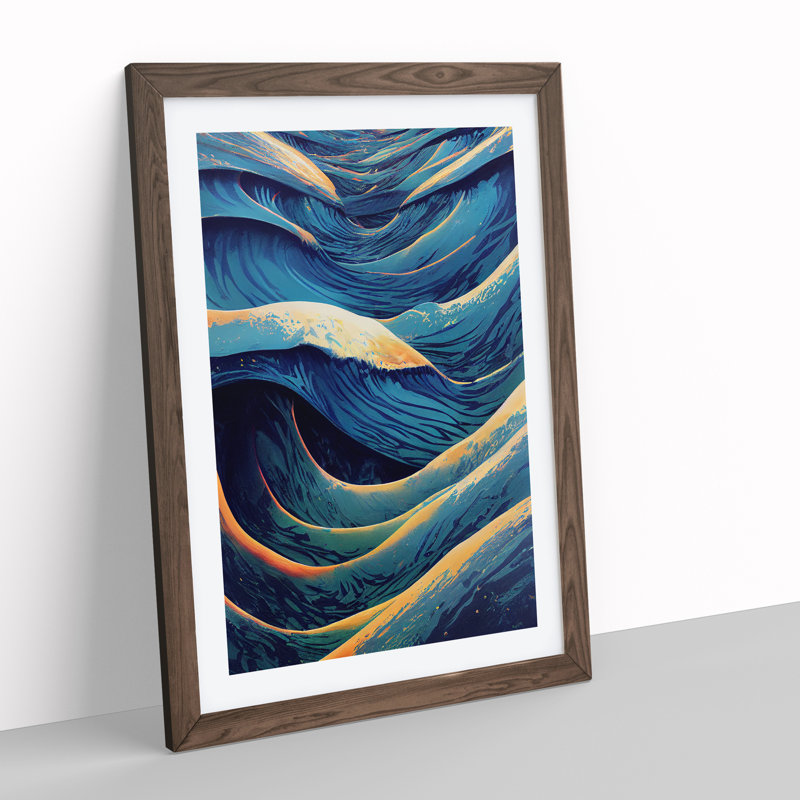 Marvellous Ocean Wave - Framed Print, 64cm H x 46cm W x 2cm D, Walnut