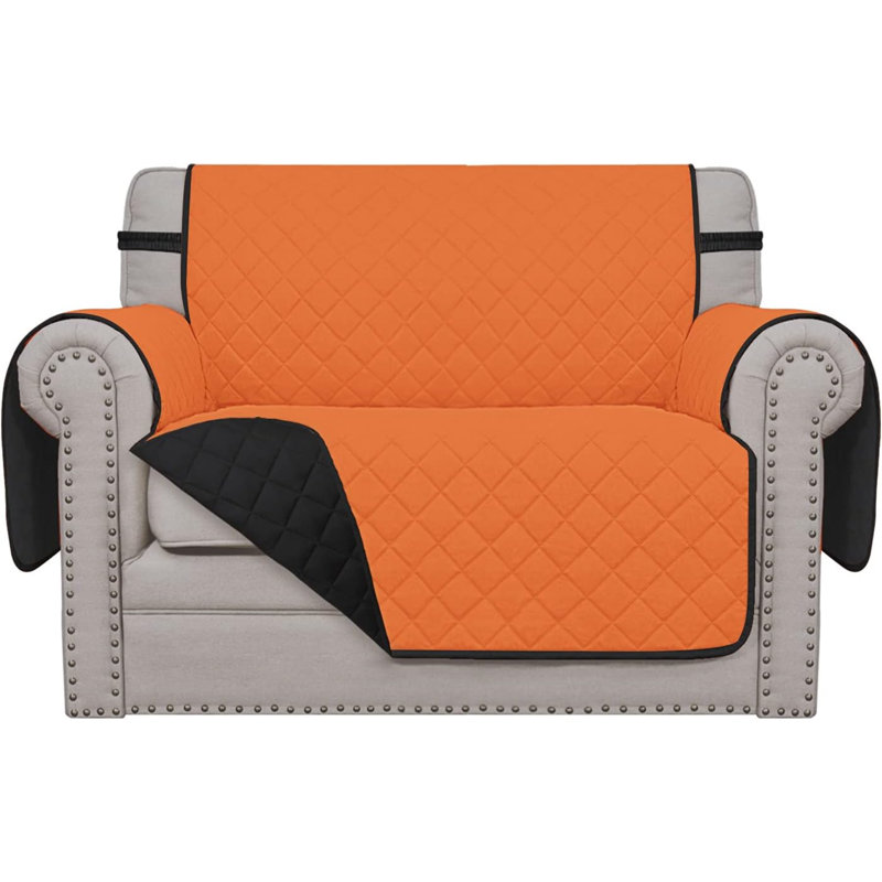 Housse de canapé surdimensionnée pour canapé Housse de canapé réversible Housse de protection pour canapé avec sangles élastiques pour animaux de compagnie (chaise surdimensionnée, orange / noir)