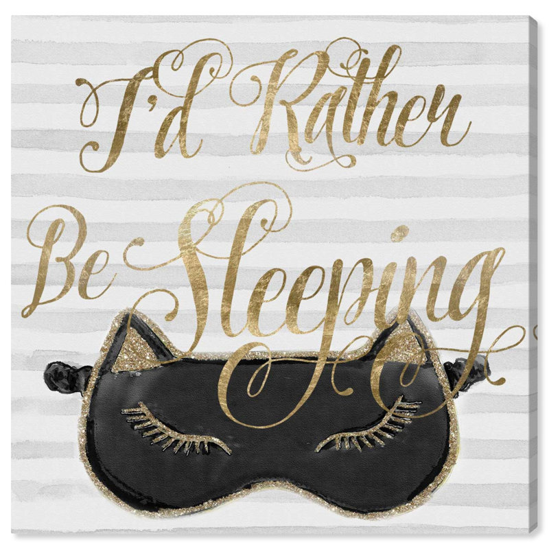 «I Rather Stay Night» - Art textuel, Toile tendue, H 16 po x l 16 po