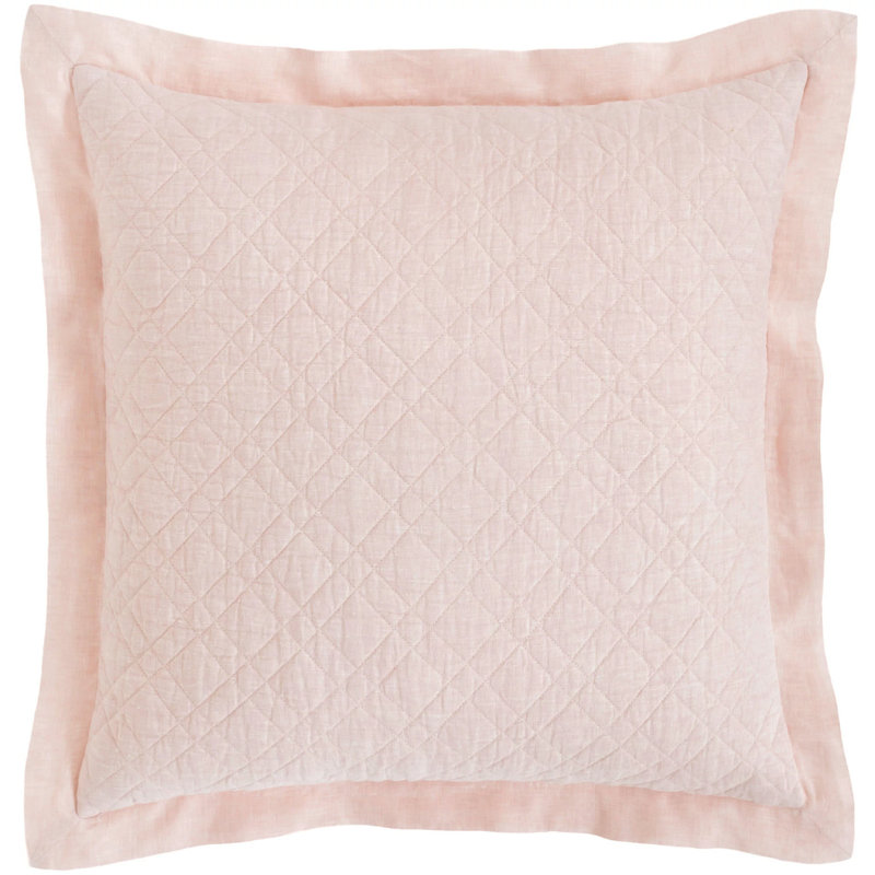 Washed Linen Quilted Sham, Euro, Slipper Pink