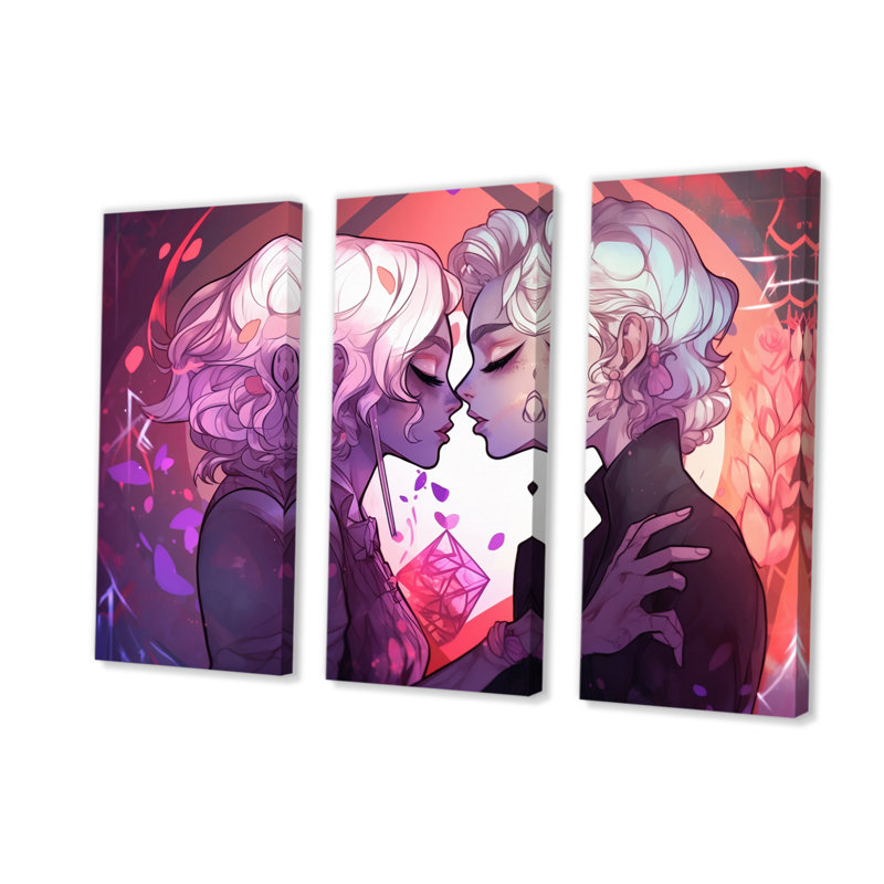 «Young Love» Couple Kissing - Couple, ensemble de reproductions d'art mural, H 28 po x l 36 po x P 1 po