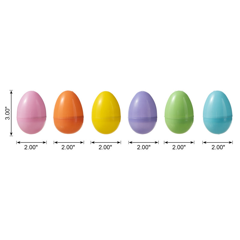 60PK 3"H Easter  Plastic Fillable Eggs In 6 Assorted Colours, 10 Of Each