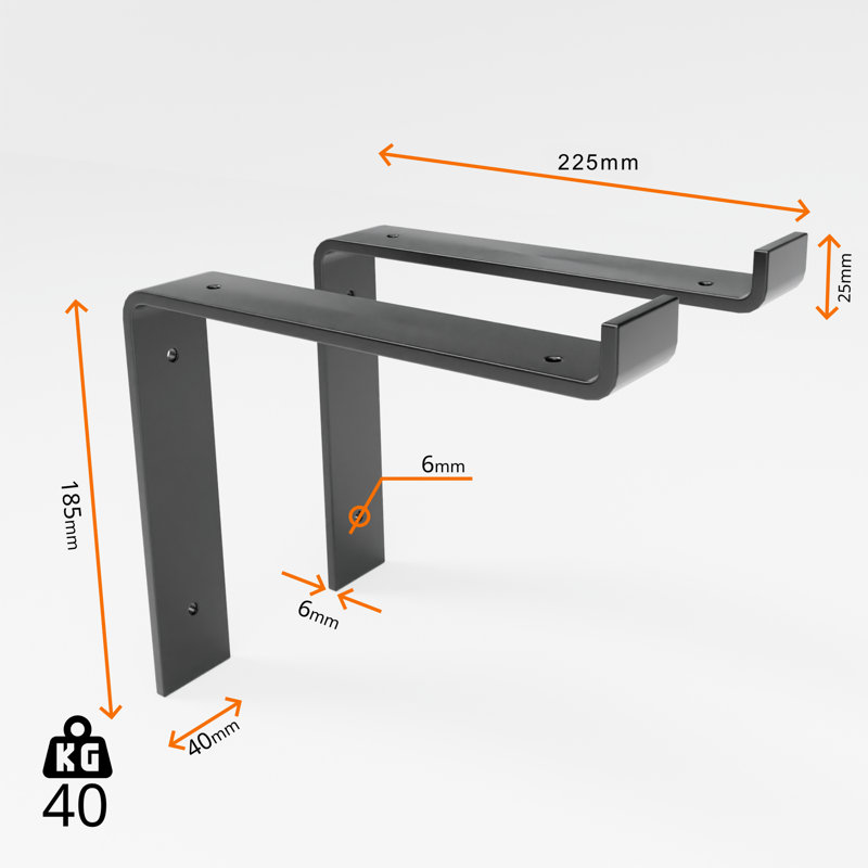 Casmira 2 Piece Solid Wood Bracket Shelf, 4cm H x 100cm W x 22cm D