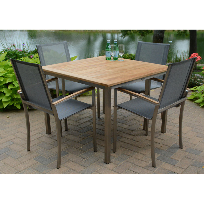 Avanti Teak Stainless Steel Outdoor Square Dining Table