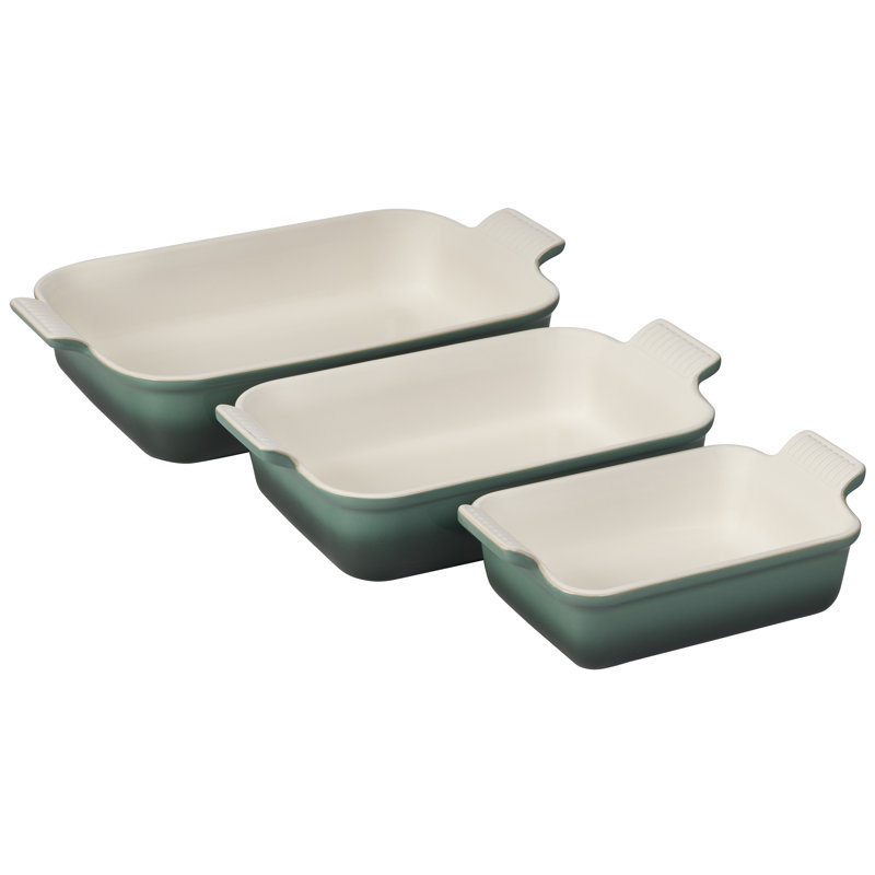 Le Creuset Stoneware 3 Piece Baking Dishes, Light Blue