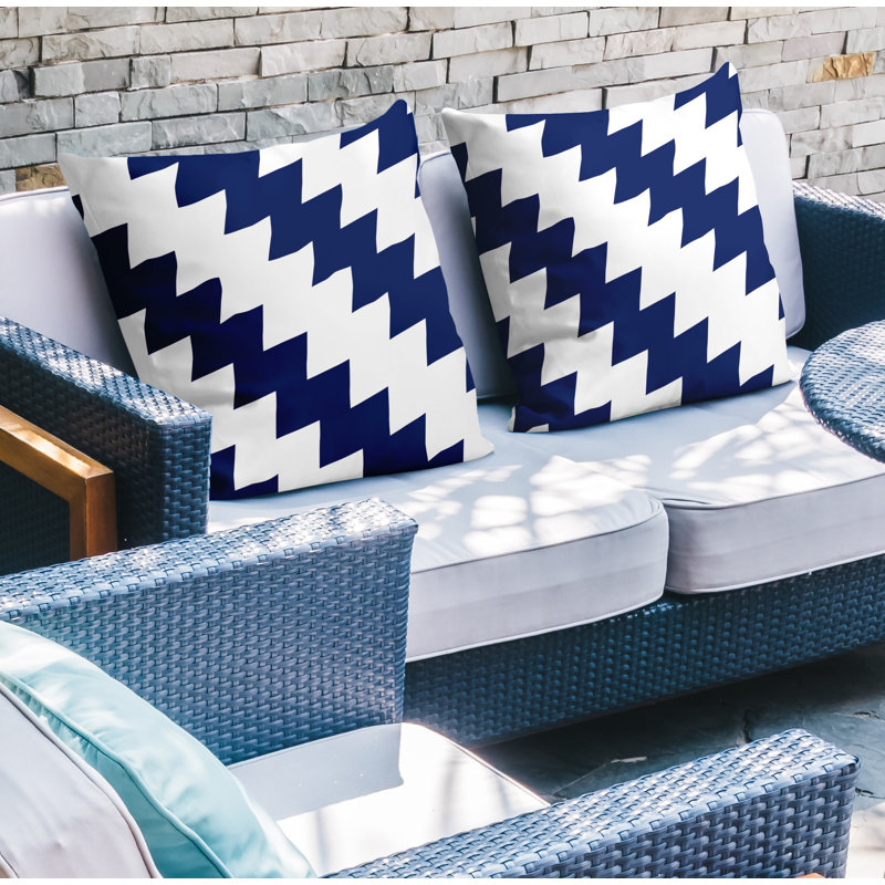Coussin décoratif intérieur / extérieur, L 19 po x H 19 po, Bleu marine