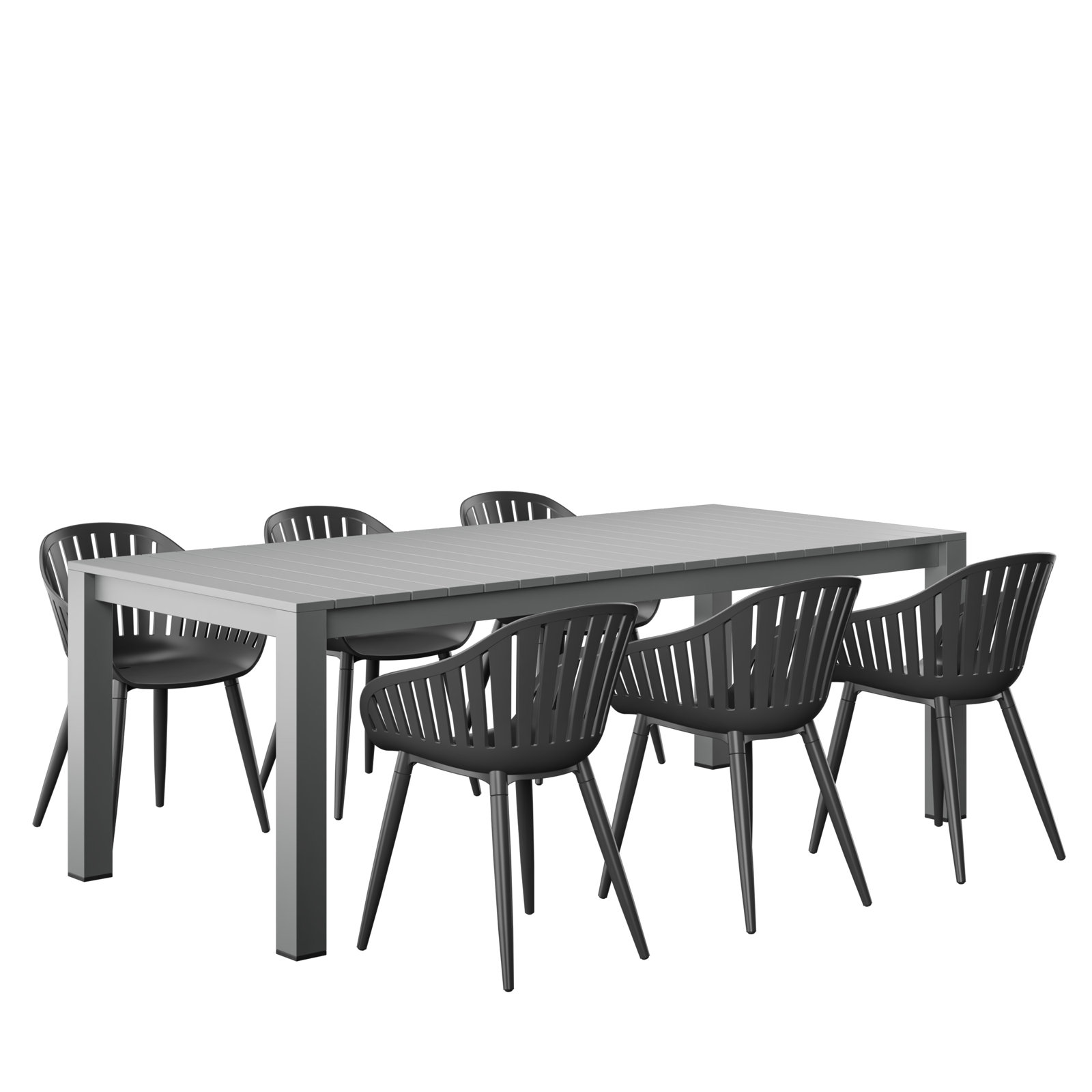 Anautica Rectangular 6 - Person Outdoor Dining Set, Black