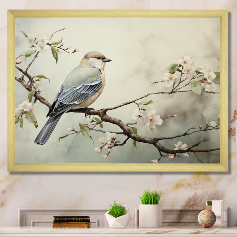 Oiseau majestueux, oiseau, art mural, H 24 po x l 32 po x P 1 po, Cadre doré simple